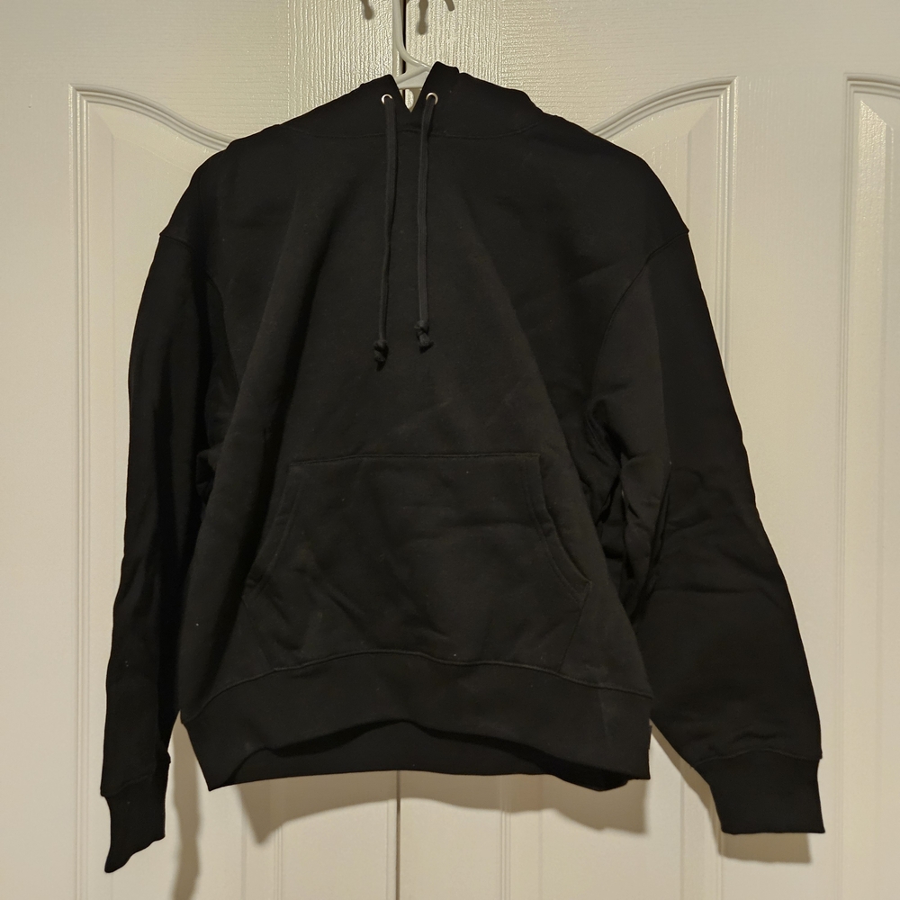 NWOT Supreme Black Hoodie With Satin Bold White Logo - Picture 2 of 13